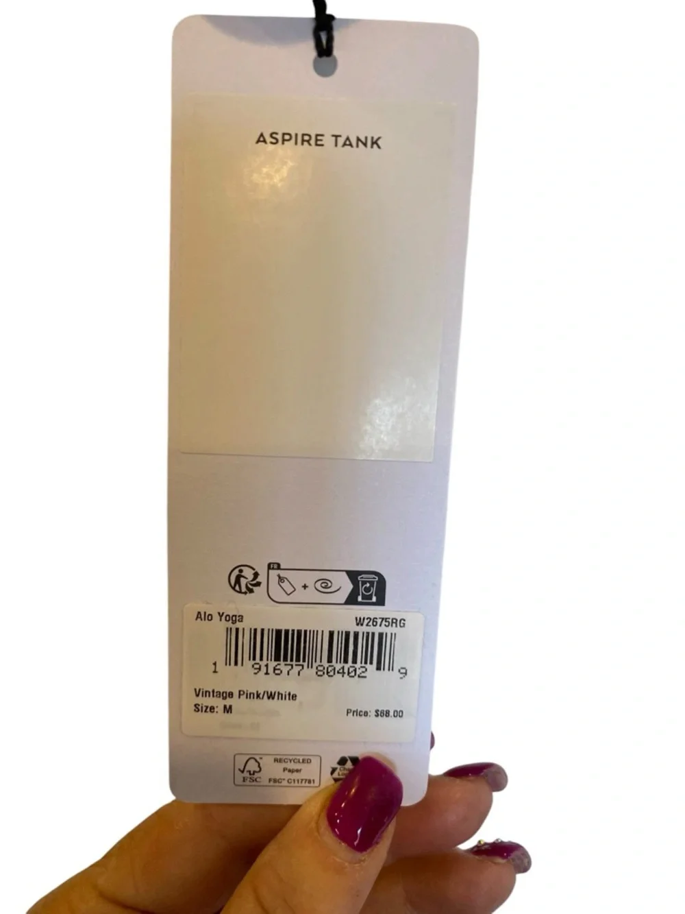 NWT Alo Yoga aspire tank VINTAGE PINK Size M_4